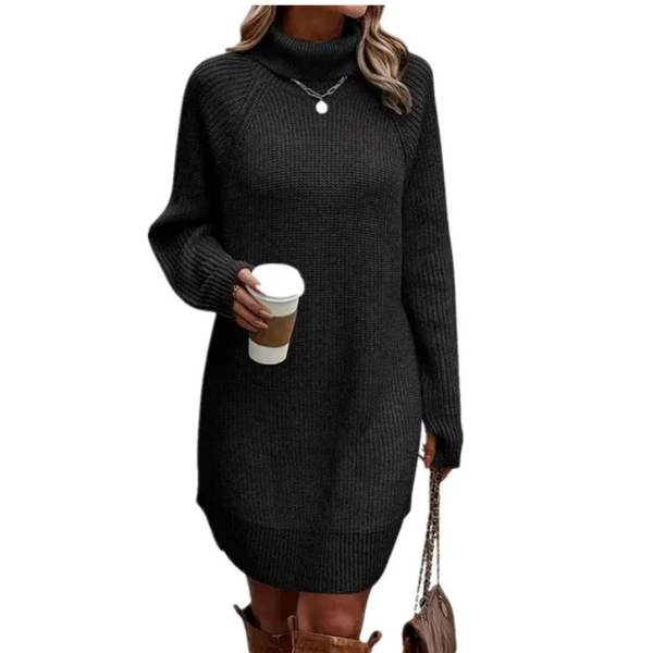Oversize-Strickkleid Für Damen | Hoher Hals