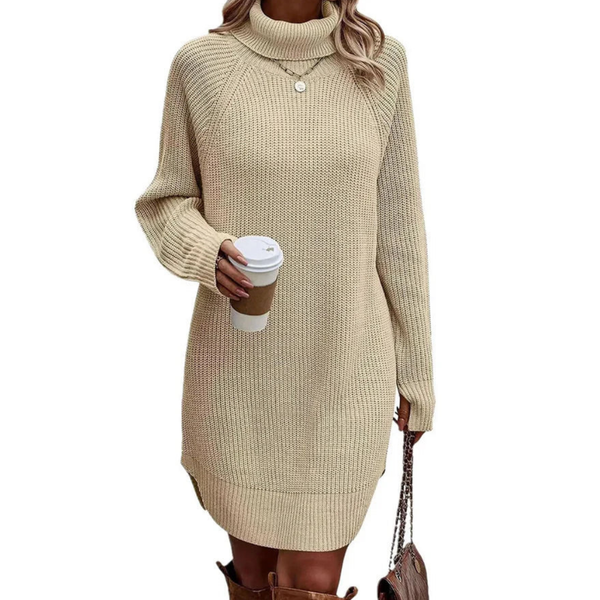 Oversize-Strickkleid Für Damen | Hoher Hals