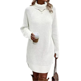 Oversize-Strickkleid Für Damen | Hoher Hals