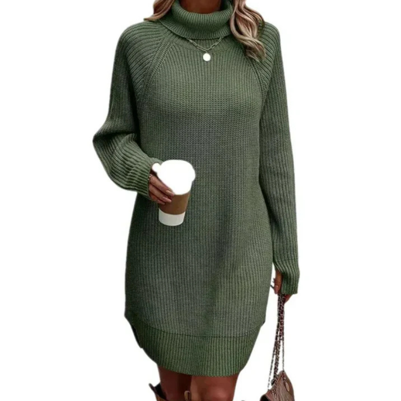 Oversize-Strickkleid Für Damen | Hoher Hals