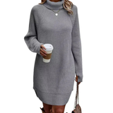 Oversize-Strickkleid Für Damen | Hoher Hals