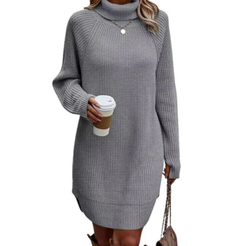 Oversize-Strickkleid Für Damen | Hoher Hals
