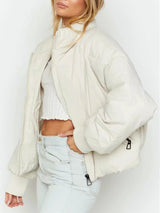 Damen Kurze Pufferjacke Mit Reißverschluss | Reißverschluss