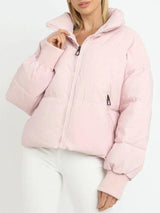 Damen Kurze Pufferjacke Mit Reißverschluss | Reißverschluss