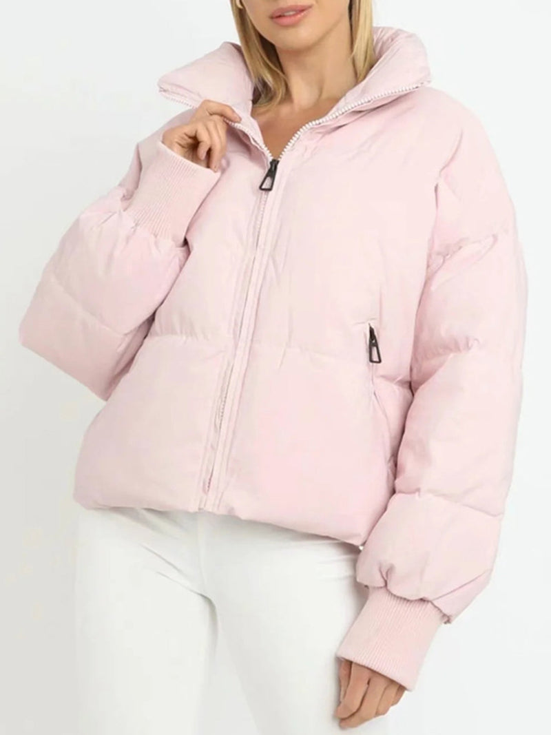 Damen Kurze Pufferjacke Mit Reißverschluss | Reißverschluss