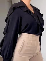 Aya - Weit geschnittene Longbluse Damen