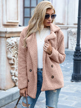Stylischer Teddymantel Mit Knopfleiste Für Frauen | Warm