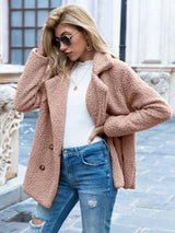 Stylischer Teddymantel Mit Knopfleiste Für Frauen | Warm