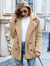 Stylischer Teddymantel Mit Knopfleiste Für Frauen | Warm