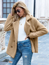 Stylischer Teddymantel Mit Knopfleiste Für Frauen | Warm