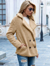 Stylischer Teddymantel Mit Knopfleiste Für Frauen | Warm