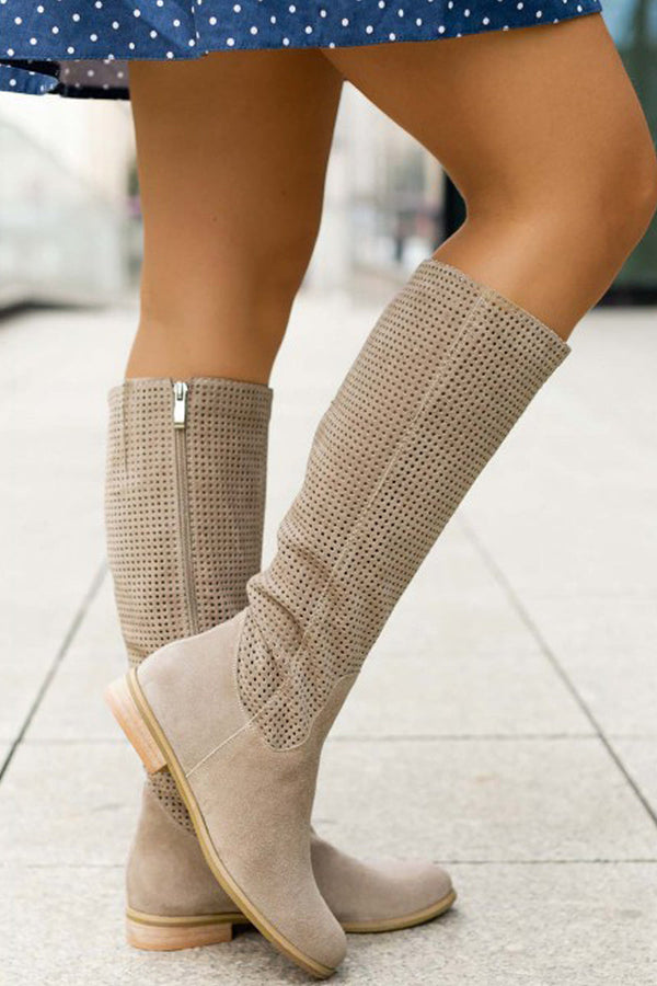 Lässige Damenstiefel Mit Hohem Schaft | Mit Reißverschluss