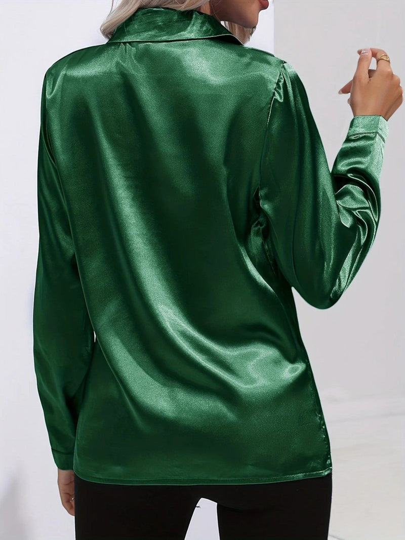 Elegantes Glänzendes Hemd Für Frauen | Langarm