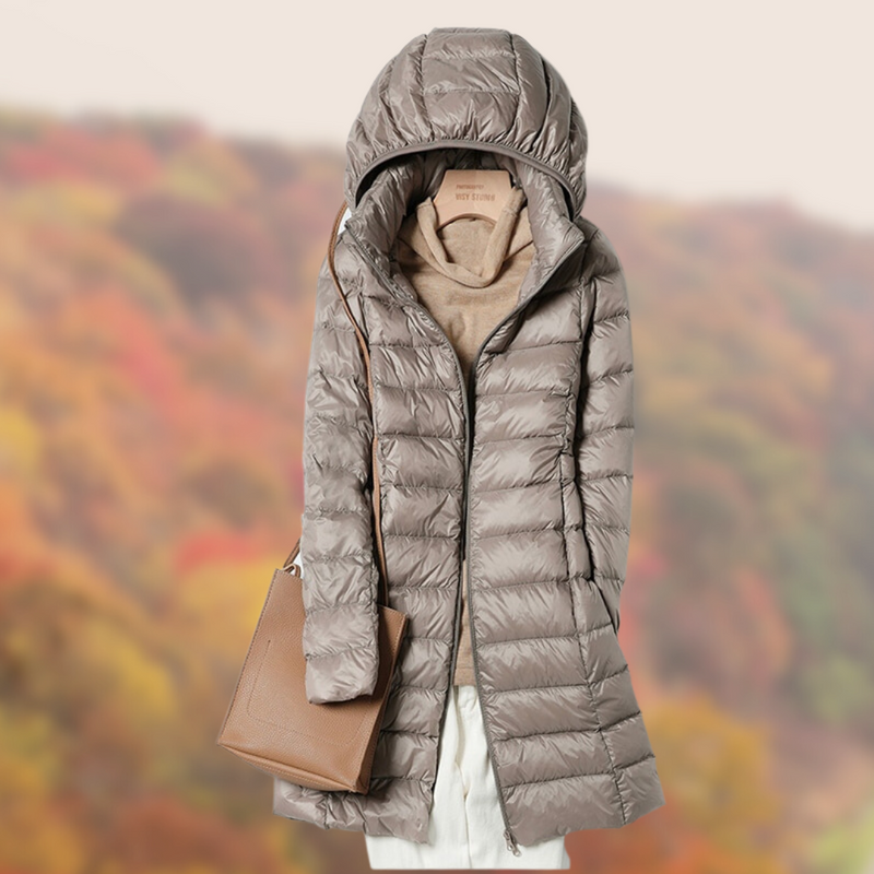 Mittellanger Puffermantel Mit Kapuze Für Frauen | Warm
