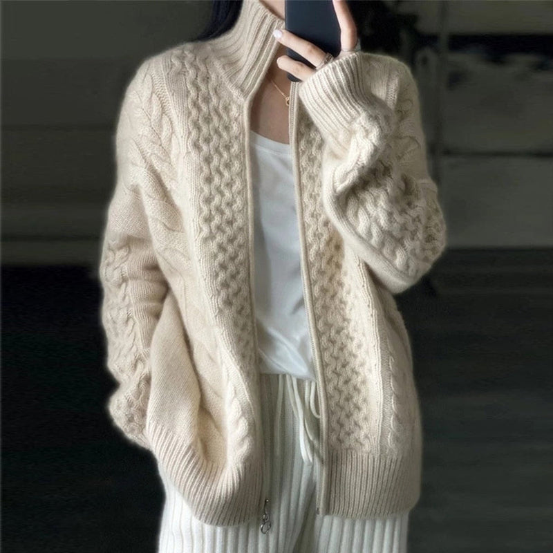 Strickjacke Mit Stehkragen Für Damen | Mit Reißverschluss