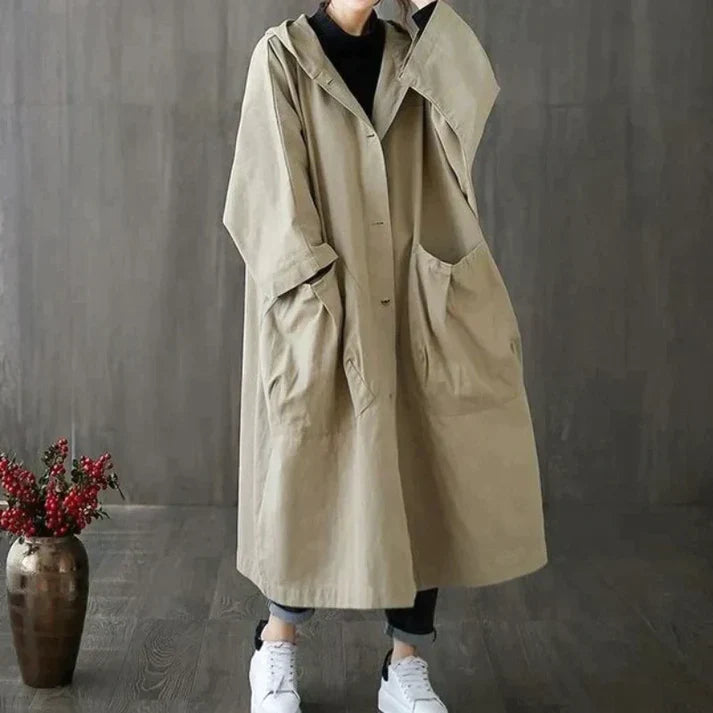 Trenchcoat Damen | Locker Geschnittener Mantel Mit Kapuze