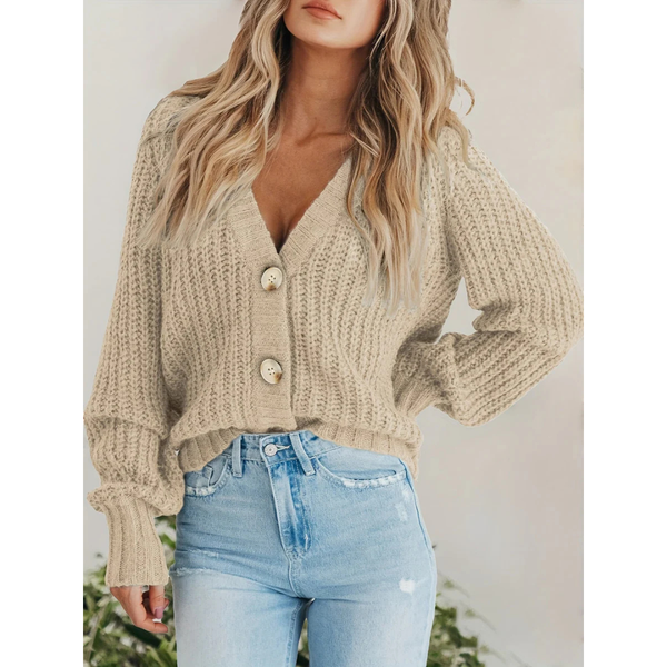Damen Winter Strickjacke Mit Langen Ärmeln | V-Ausschnitt