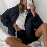 Damen Kurze Pufferjacke Mit Reißverschluss | Reißverschluss