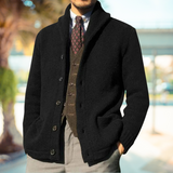 Winterliche Einfarbige Strickjacke Mit Knöpfen Und Tasche Für Herren | Langarm