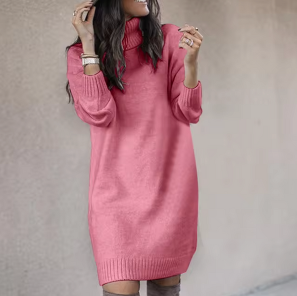 Pulloverkleid Mit Hohem Kragen Für Damen | Herbst