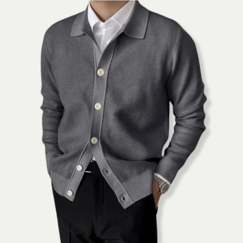 Lässiger Herren-Cardigan Mit Kragen Und Knöpfen | Winter