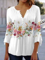 Blumenbluse Mit V-ausschnitt Für Frauen | Elegant
