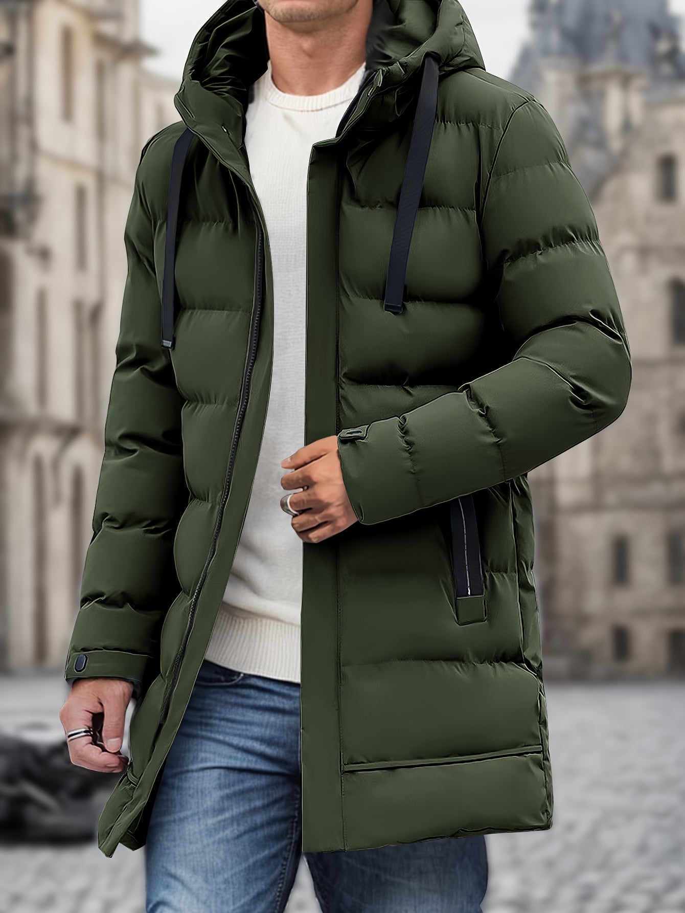 Herren Lange Jacke | Mit Kapuze