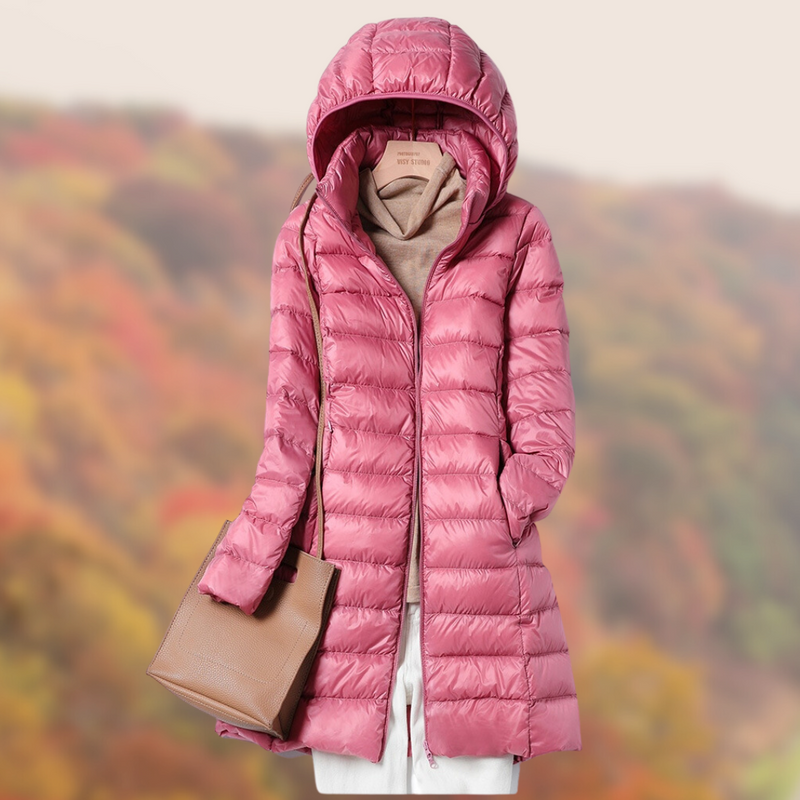 Mittellanger Puffermantel Mit Kapuze Für Frauen | Warm