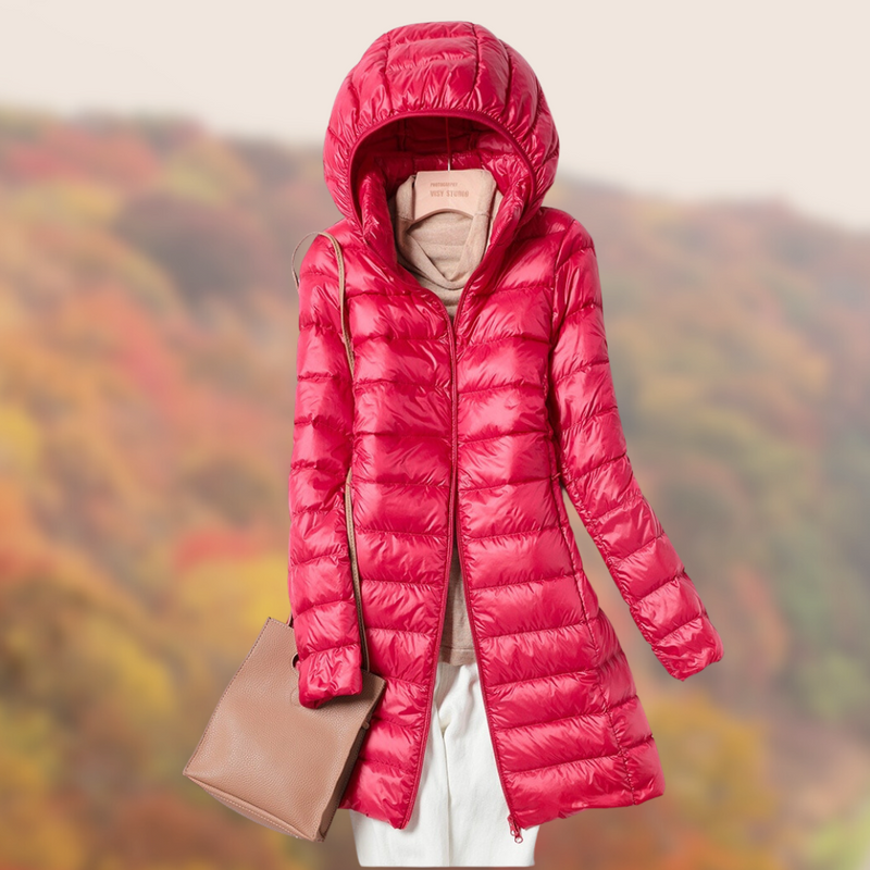 Mittellanger Puffermantel Mit Kapuze Für Frauen | Warm