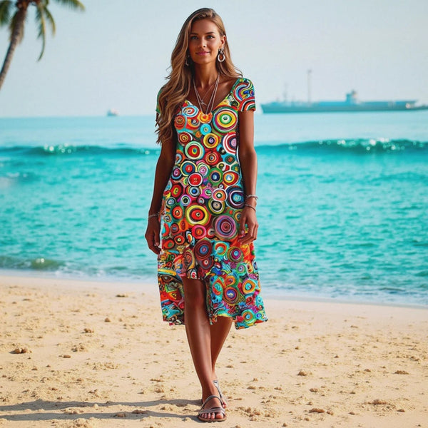 Senna | Damen Sommerkleid mit V-Ausschnitt | Midi