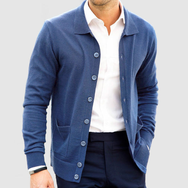 Herren Winter Strickjacke Mit Kragen | Mit Tasche