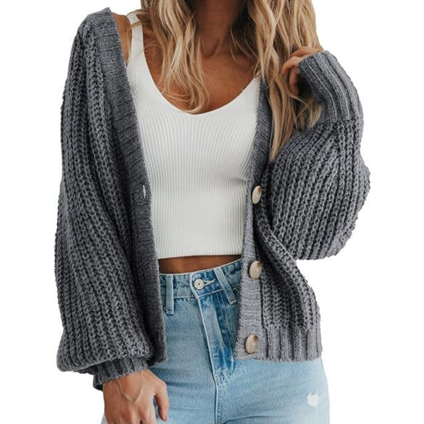 Damen Winter Strickjacke Mit Langen Ärmeln | V-Ausschnitt