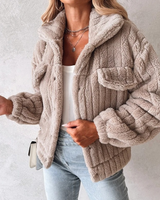 Strukturierte Teddyjacke Für Frauen | Kurz