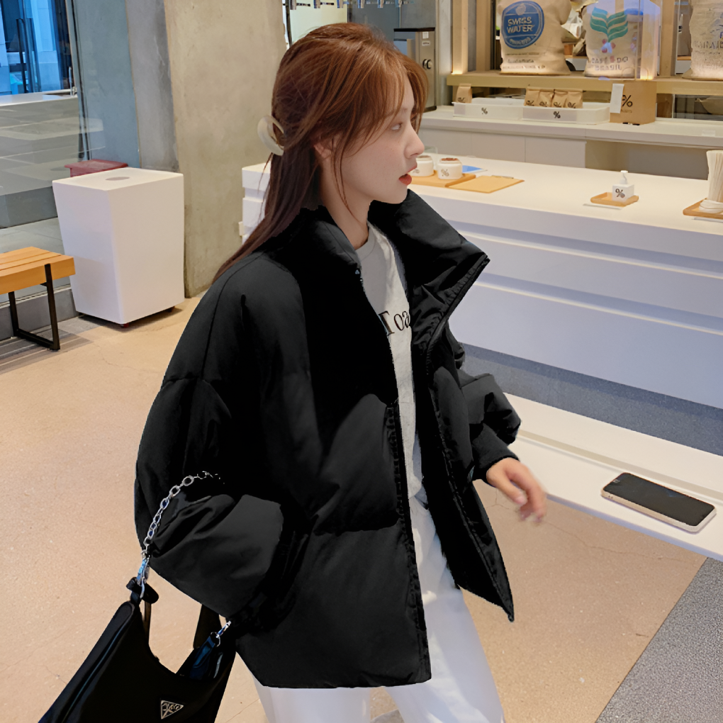 Damen Puffer Winterjacke Mit Hohem Kragen | Gesteppt