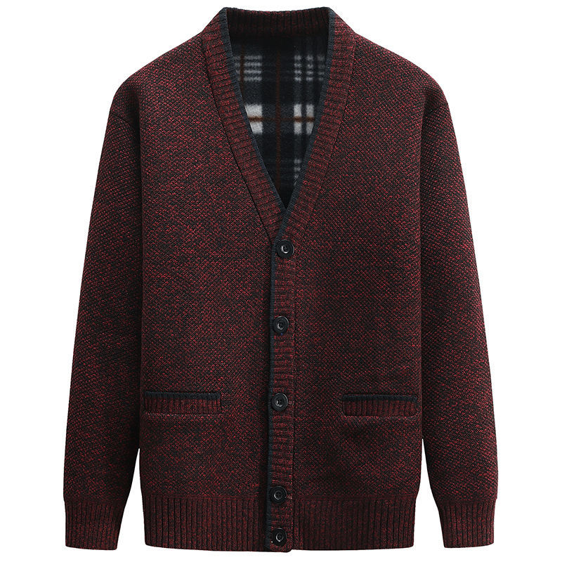 Lässiger Herren-Cardigan Mit V-Ausschnitt Und Knöpfen | Lange Ärmel
