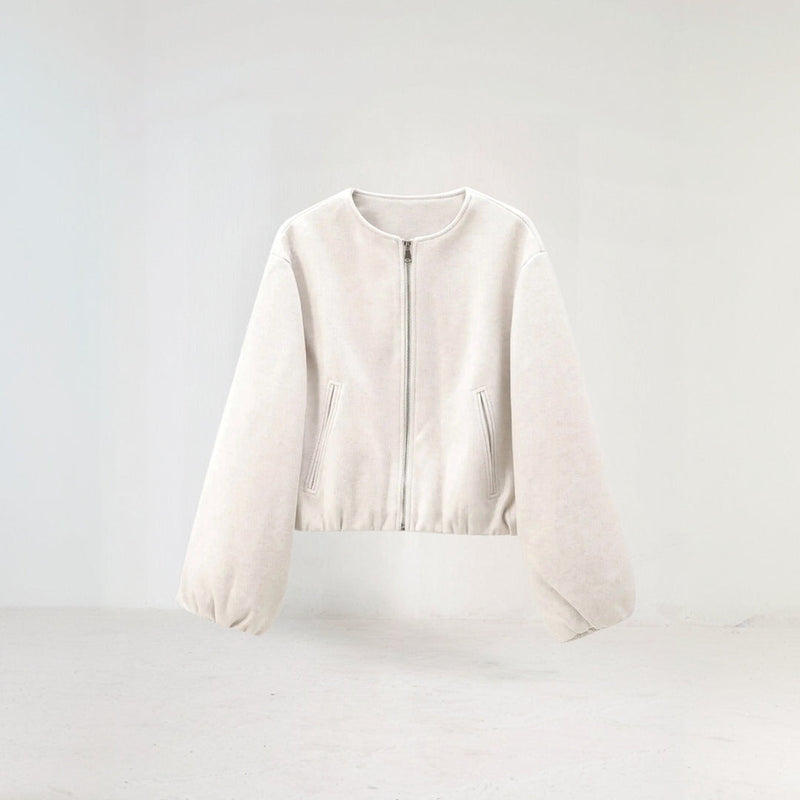 Kurze Damenjacke Mit Rundhalsausschnitt | Lässig