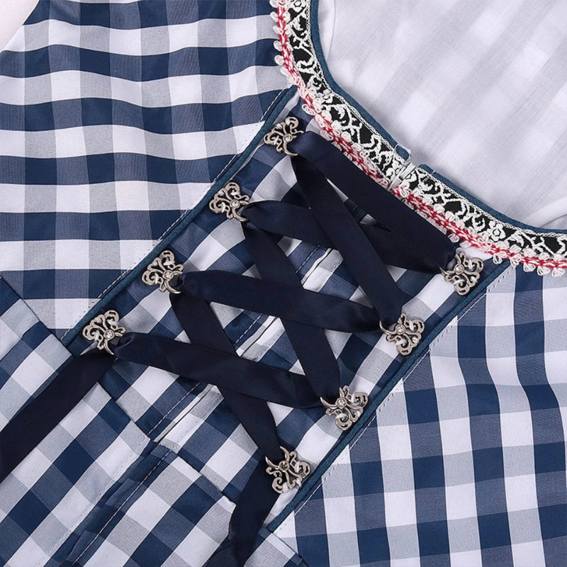 Klassisches Blaues Oktoberfest-Dirndlkleid Für Damen