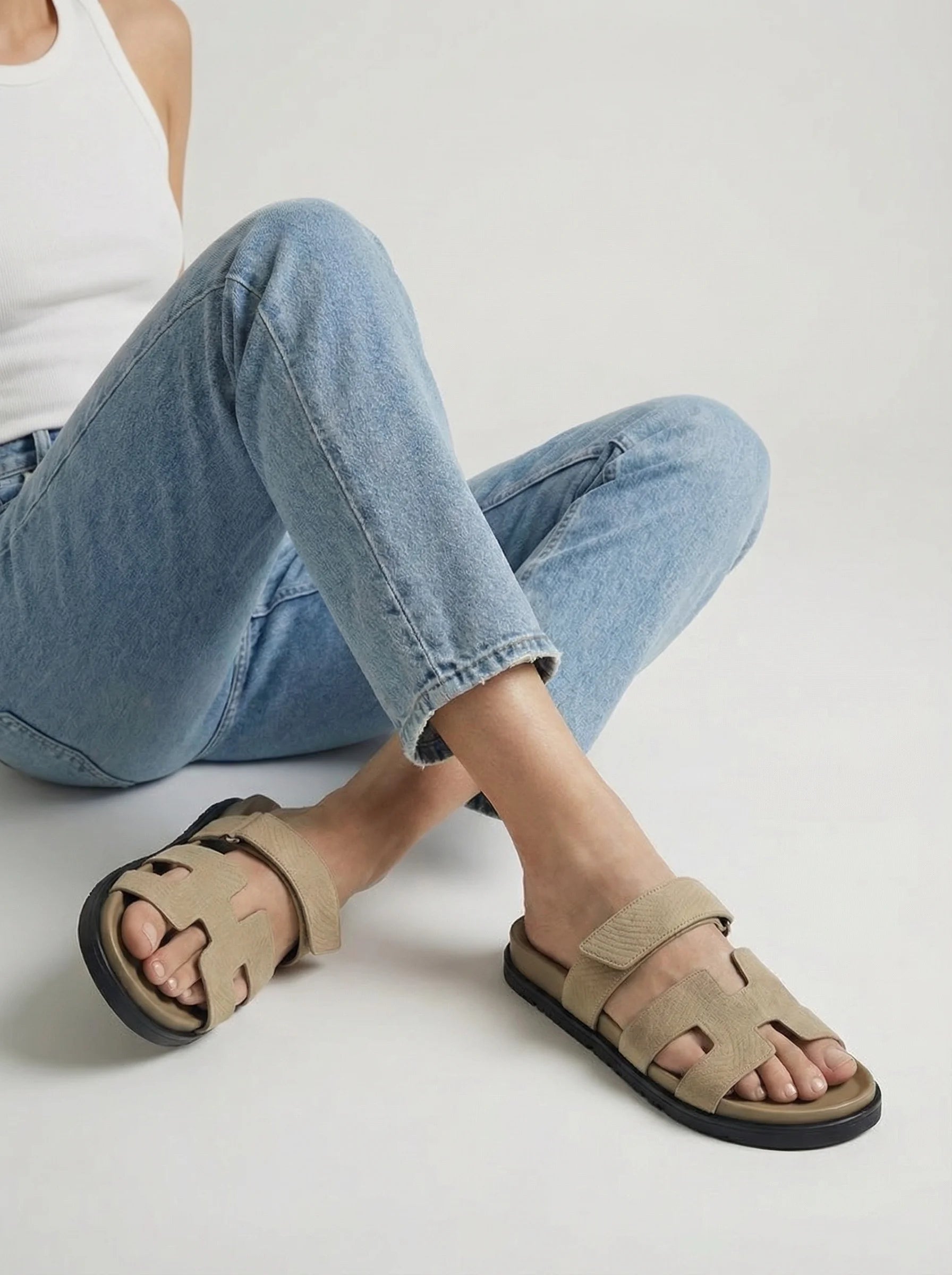 Sandalen Damen | Flacher Riemen Aufbau