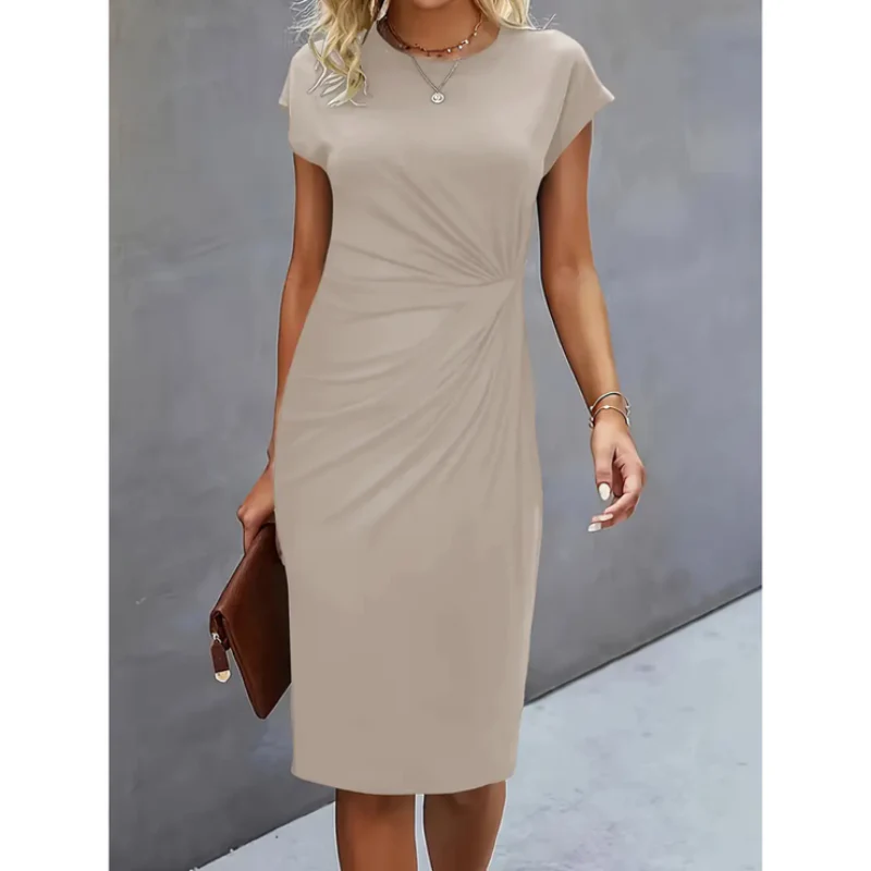 Kurzärmliges formelles Kleid für Damen – Elegant & Komfortabel in Midi-Länge | Midi Kleid