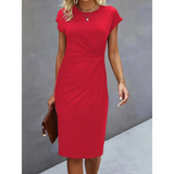 Kurzärmliges formelles Kleid für Damen – Elegant & Komfortabel in Midi-Länge | Midi Kleid