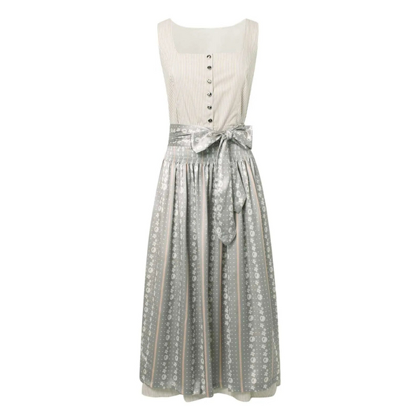 Stilvolles Graues Damenkleid Mit Knopfdetail | Knielang