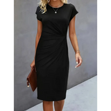 Kurzärmliges formelles Kleid für Damen – Elegant & Komfortabel in Midi-Länge | Midi Kleid
