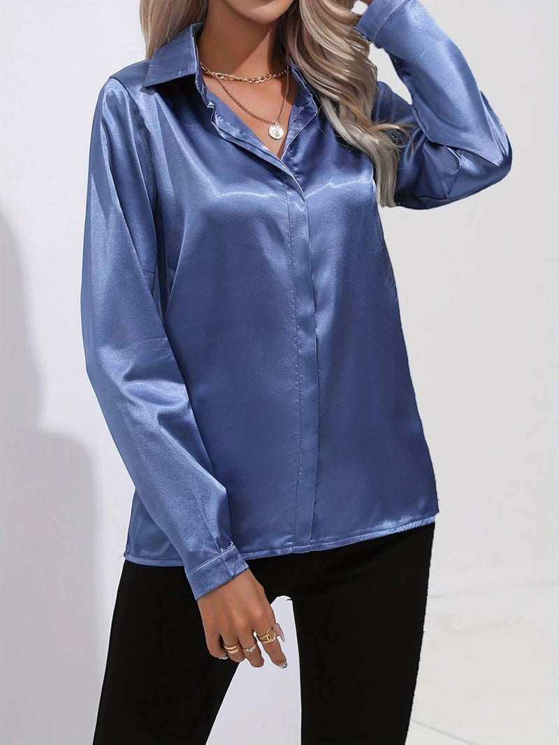 Elegantes Glänzendes Hemd Für Frauen | Langarm