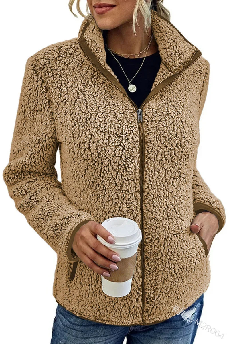 Lara - Teddy Fleece Damen Strickjacke