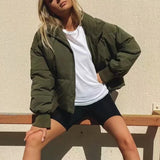 Damen Kurze Pufferjacke Mit Reißverschluss | Reißverschluss