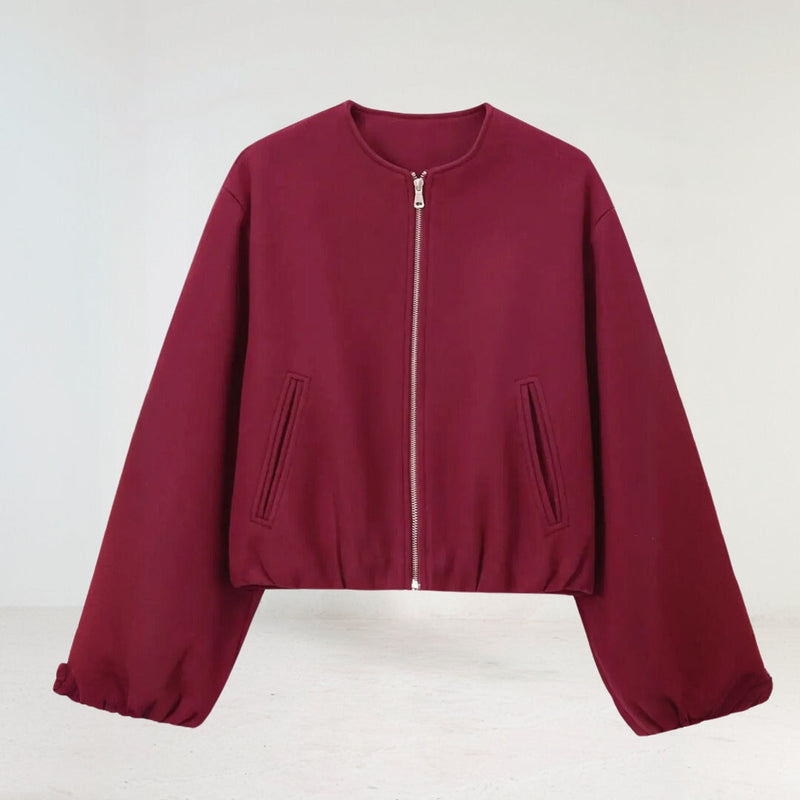 Kurze Damenjacke Mit Rundhalsausschnitt | Lässig