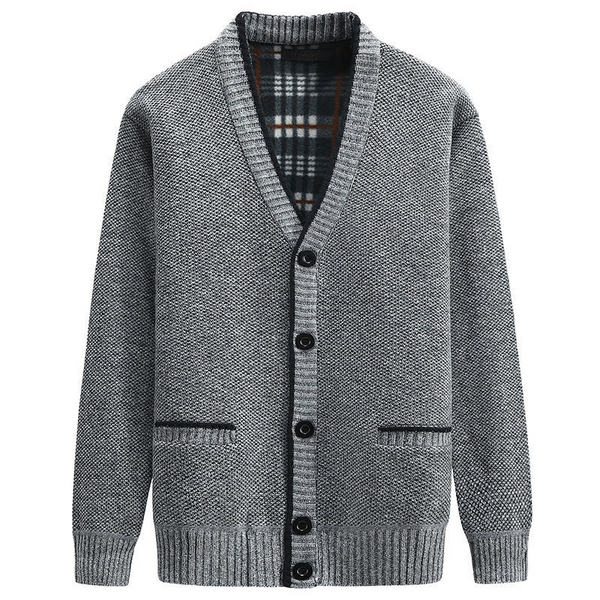 Lässiger Herren-Cardigan Mit V-Ausschnitt Und Knöpfen | Lange Ärmel