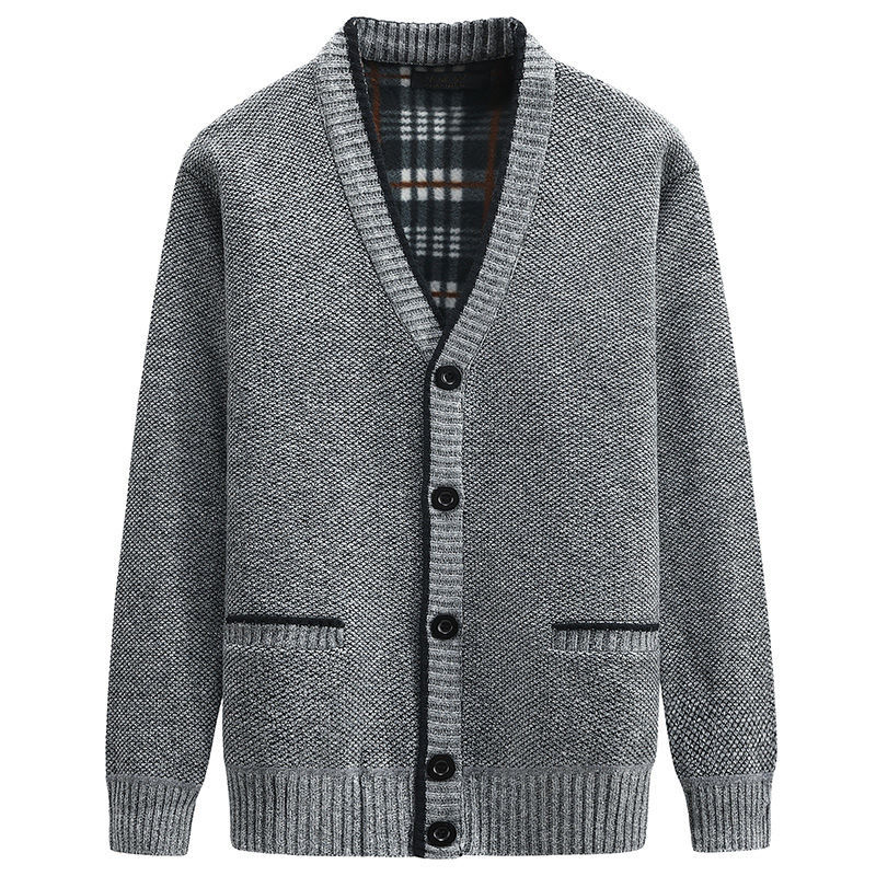 Lässiger Herren-Cardigan Mit V-Ausschnitt Und Knöpfen | Lange Ärmel