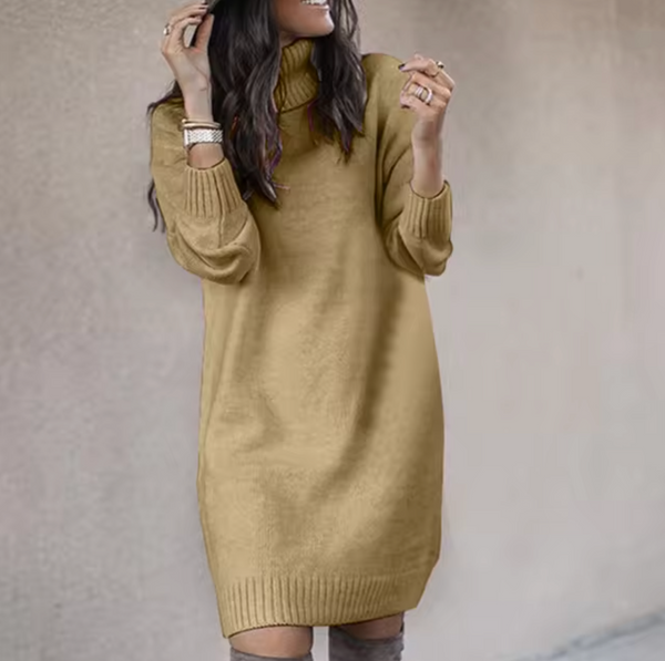 Pulloverkleid Mit Hohem Kragen Für Damen | Herbst