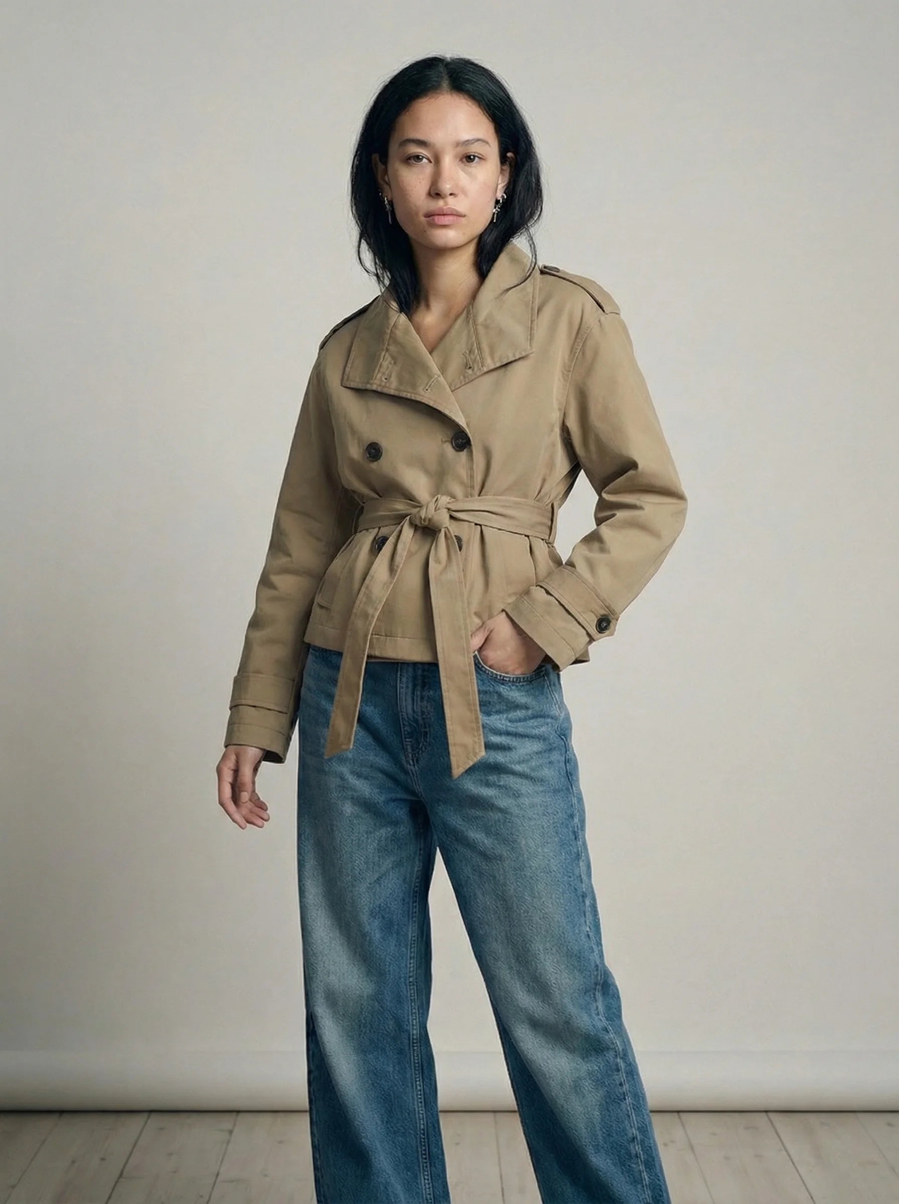 Trenchcoat Damen | Kurzer Schnitt Mit Gürtel